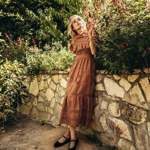 DÔEN Rue Ramie Midi Dress in Clove Dress